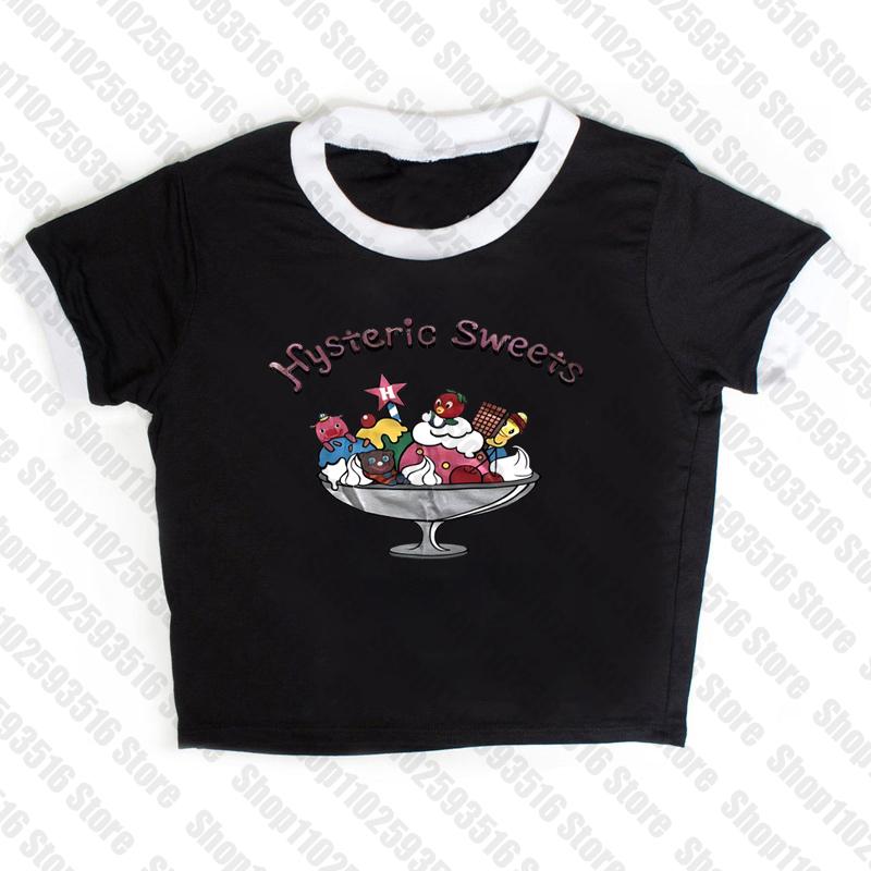 Y2K Letter Print Vintage High Street Aesthetic T-shirt 2000's Crop Top Summer Punk Short Sleeve Clothes Casual Streetwear Tshirt