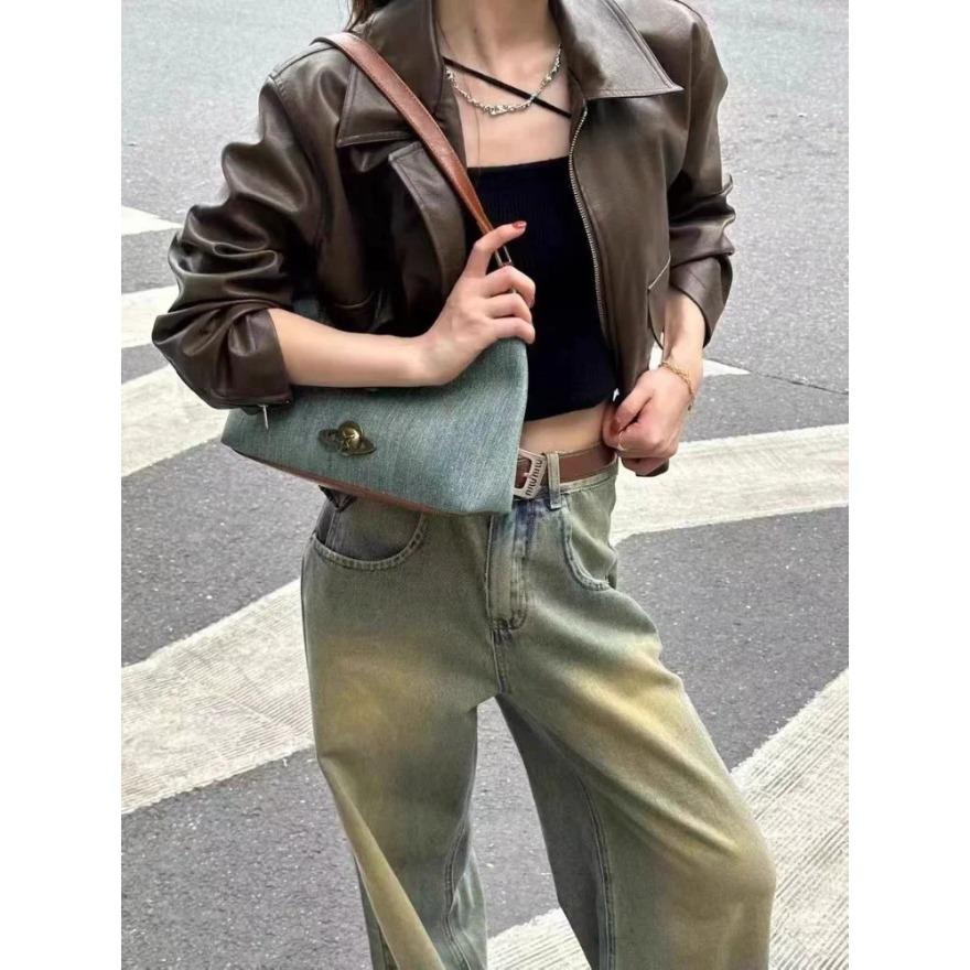 New Denim Canvas Shoulder Bags Casual Blue Top Handle Bags for Women Y2k Underarm Bags Fashion Female Planet Decor Handbags