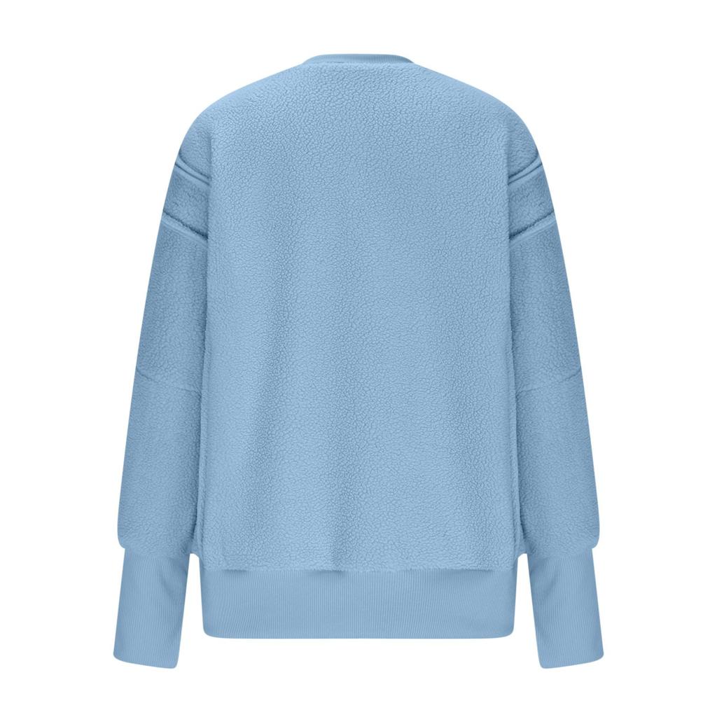 Damen Pullover mit Farbe und Sweatshirt Plüsch Langarm Mode Sweatshirt