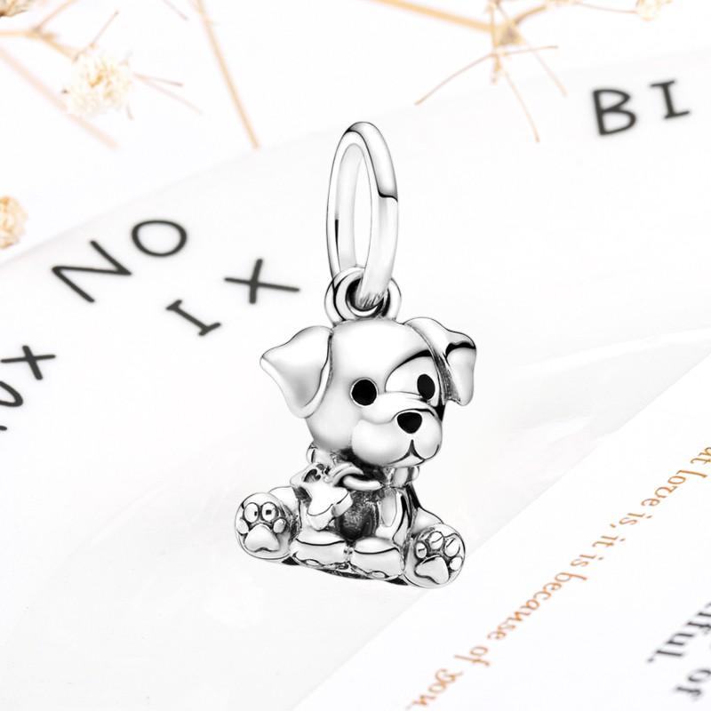 DIY Sparkling Paw Print Charm Beads for Pet Cat Dog Bracelets Jewelry Gifts Accessories