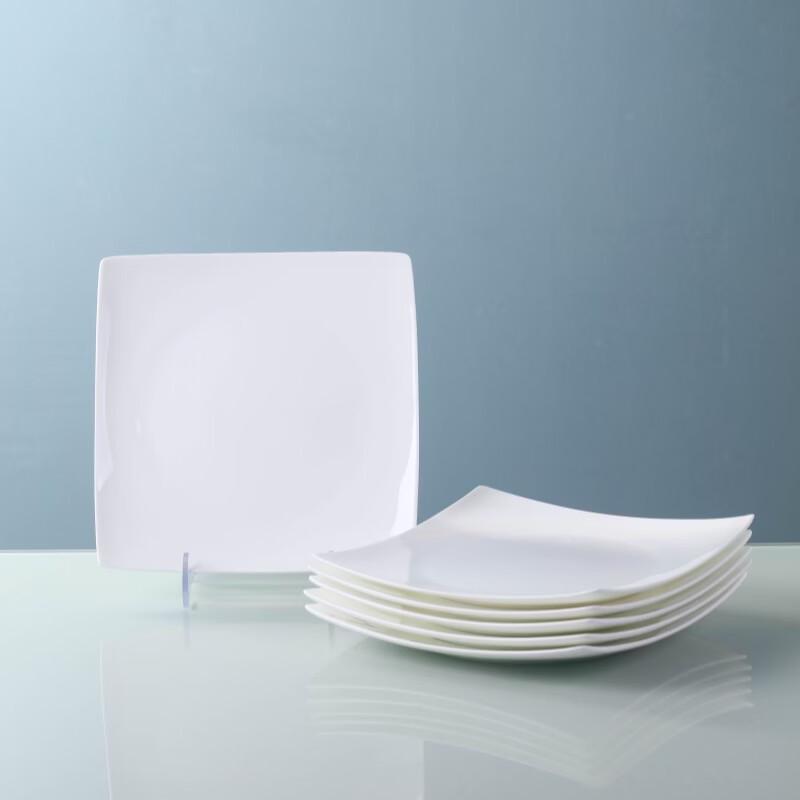 Haoya Minimalist Jingdezhen Ceramic Dinner Plates, 8-Inch, 6-Pack