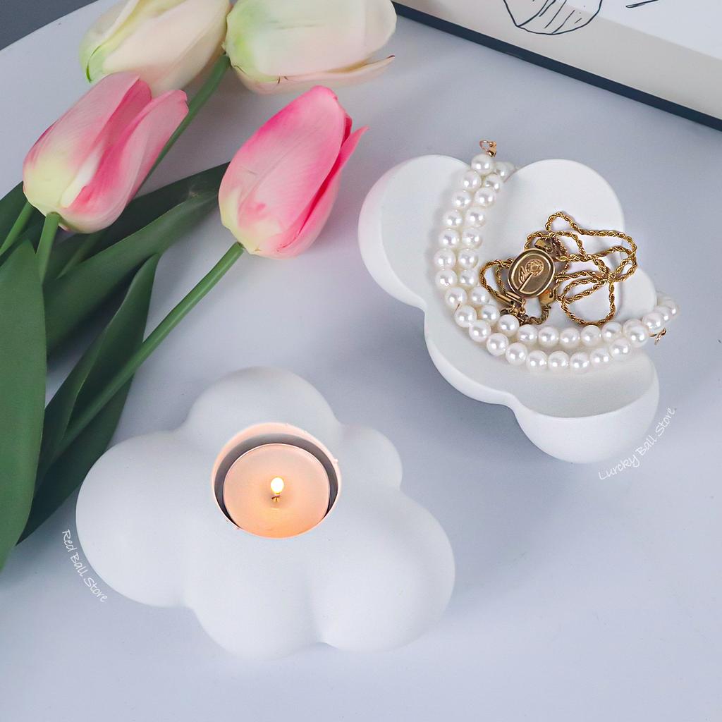 Large Cloud Candlestick Silicone Mold Cloud Tray Resin Making Mould DIY Concrete Storage Plate Candle Making Supplies Home Decor