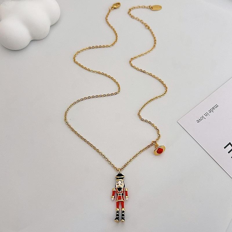 Nutcracker Drip Glaze Necklace Creative Cute Cartoon Character Sweater Chain Sweater Chain Versatile Necklace