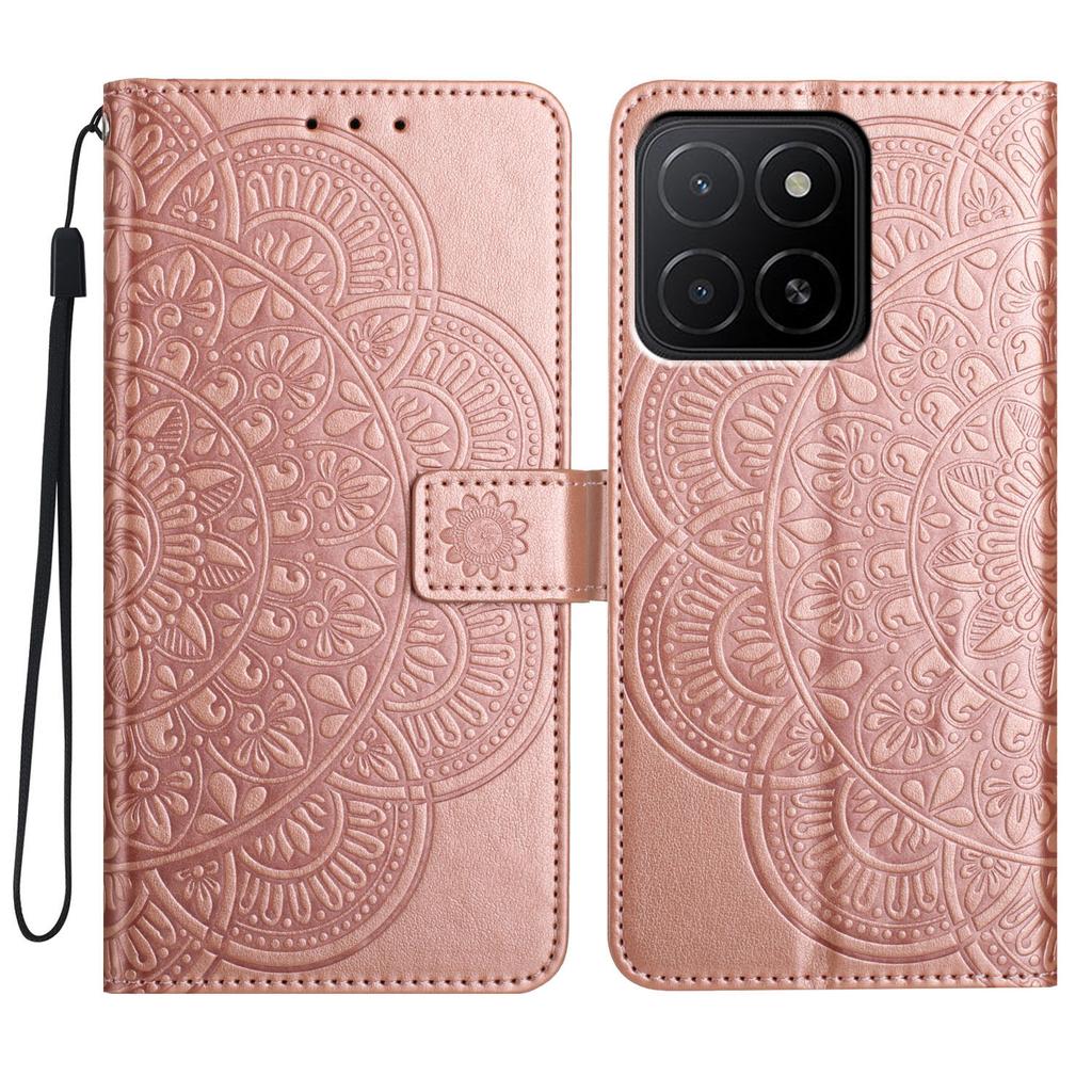 For Honor X5b Plus/X5b Leather Case with Card Slots Mandala Pattern Phone Cover Stand