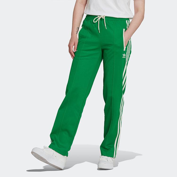 adidas Originals X Sporty & Rich Collaboration Retro Sports Solid Color Elastic Logo Straight Leg Sweatpants Women Bottoms Green IB2154