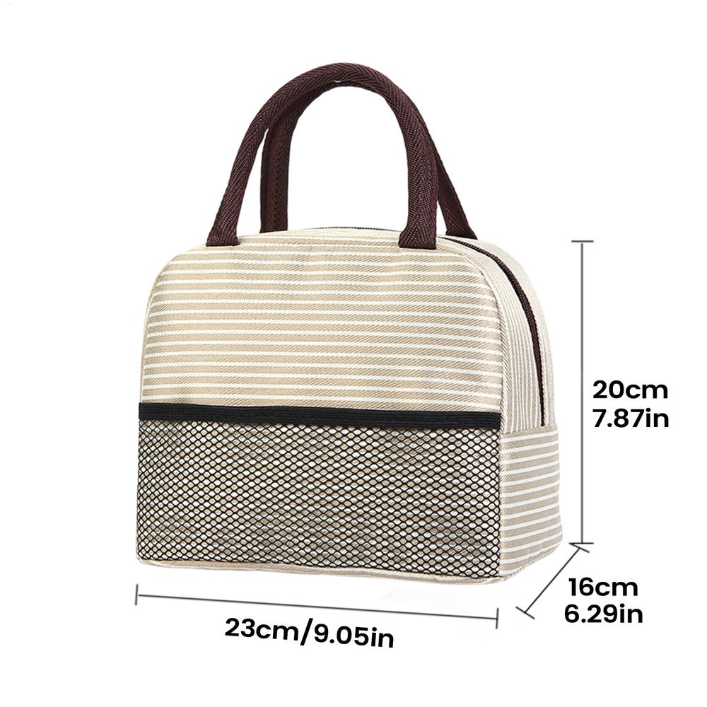 Insulated Lunch Tote Bag with Mesh Pocket Reusable Lunch Box Container for Kids Adults Office School Camping Picnic Beach