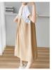 Korean Style Maternity Dress: 2026 Summer Patchwork Skirt, Faux Two-Piece Design