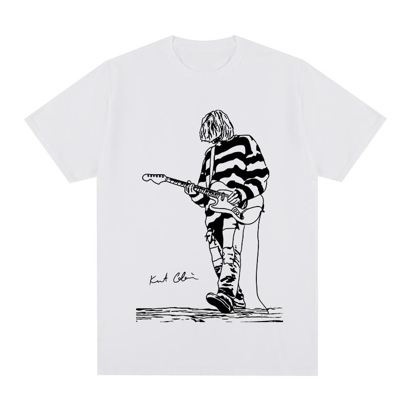 

Kurt Cobain Guitar Vintage Tshirt Funny Casual Harajuku Streetwear Cotton Men T shirt New Tee Tshirt Womens Tops S