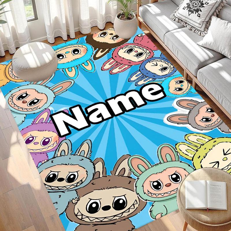 Custom Name Personalized Labubu Print Carpet, Versatile Home Decor Rug, for Playroom, Apartment, Balcony, Entryway, Hallway Gift
