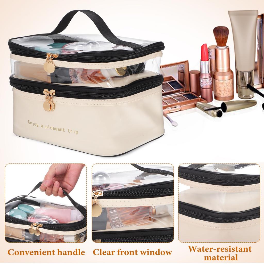 Frcolor Makeup Travel Cosmetic Travel Toiletry Large Capacity Cosmetic Cosmetic Storage Makeup Travel Toiletry Travel Pouch Pouch, Bag, Double-Layer