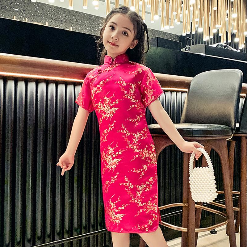 Fashion Children's Cheongsam Modern Girls Dresses Summer Baby Party Qipao Princess Clothing Chinese Style Girl Dress Vestidos