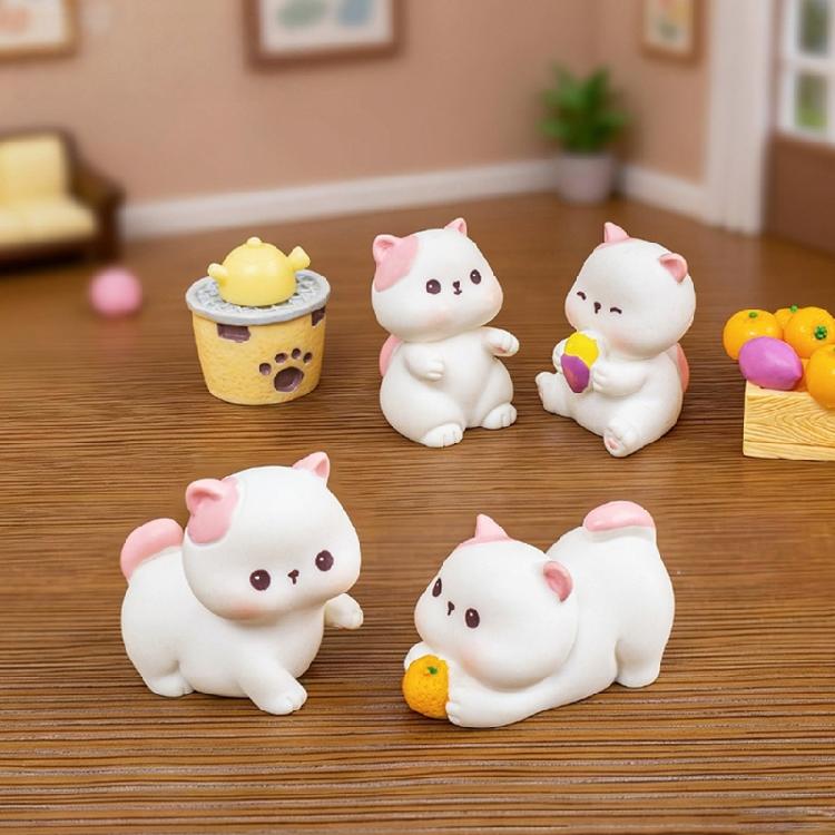 11Pcs Funny Cats Brewing Tea Miniature Statue Resin Art Piece Collectible Ornaments For Creative Desktop Shelf Displays