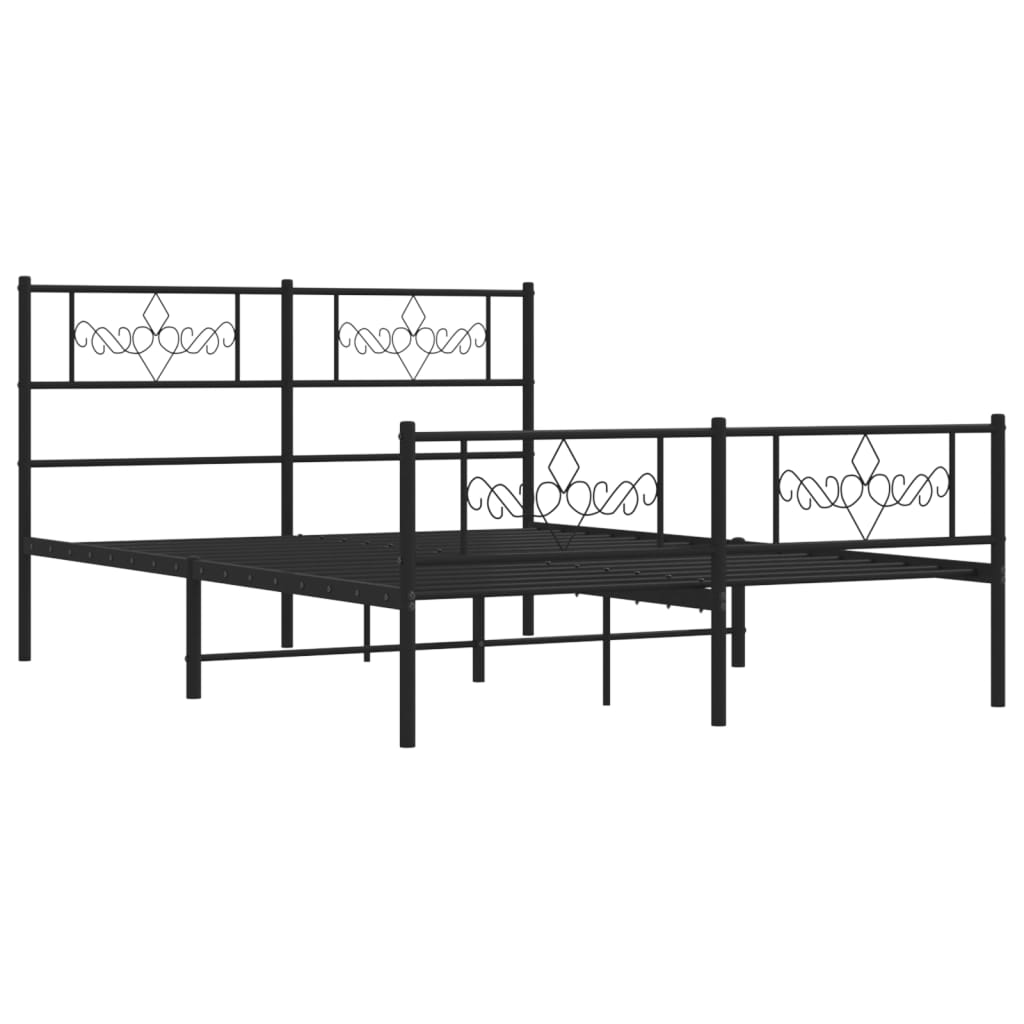 Vidaxl Metalowa Rama Łóżka Z Wezgłowiem I Zanóżkiem, Czarna, 120X190Cm