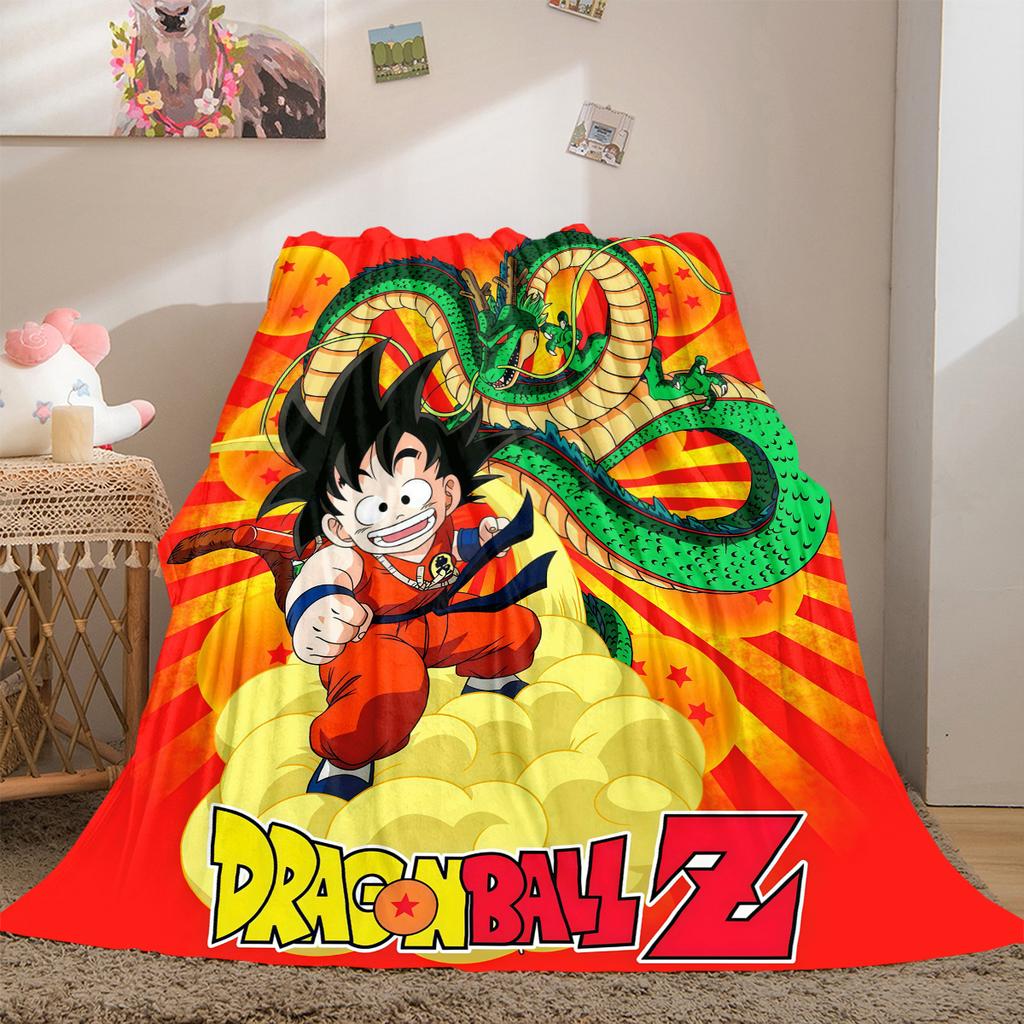 1PC Son Goku Print Flannel Blanket, High Quality All Seasons, Home Decor, Warmth and Comfort, Perfect for Christmas Gifts