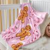 Christmas Gingerbread Flannel Blanket, Multi-purpose Camping Nap Blanket Bed Sofa Bedding Home Decoration Halloween Christmas