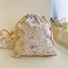 1pcs Forest Style Handmade Floral Cotton Drawstring Bag Vintage Storage Pouch for Underwear Travel Organizer Pouch