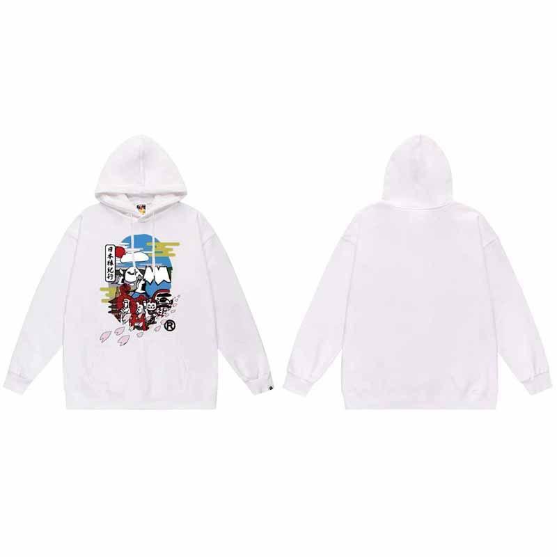 Mens Oversized Hooded Sweatshirt With Ape Head Print Heavyweight Cotton Long Sleeve Pullover Daily Wear