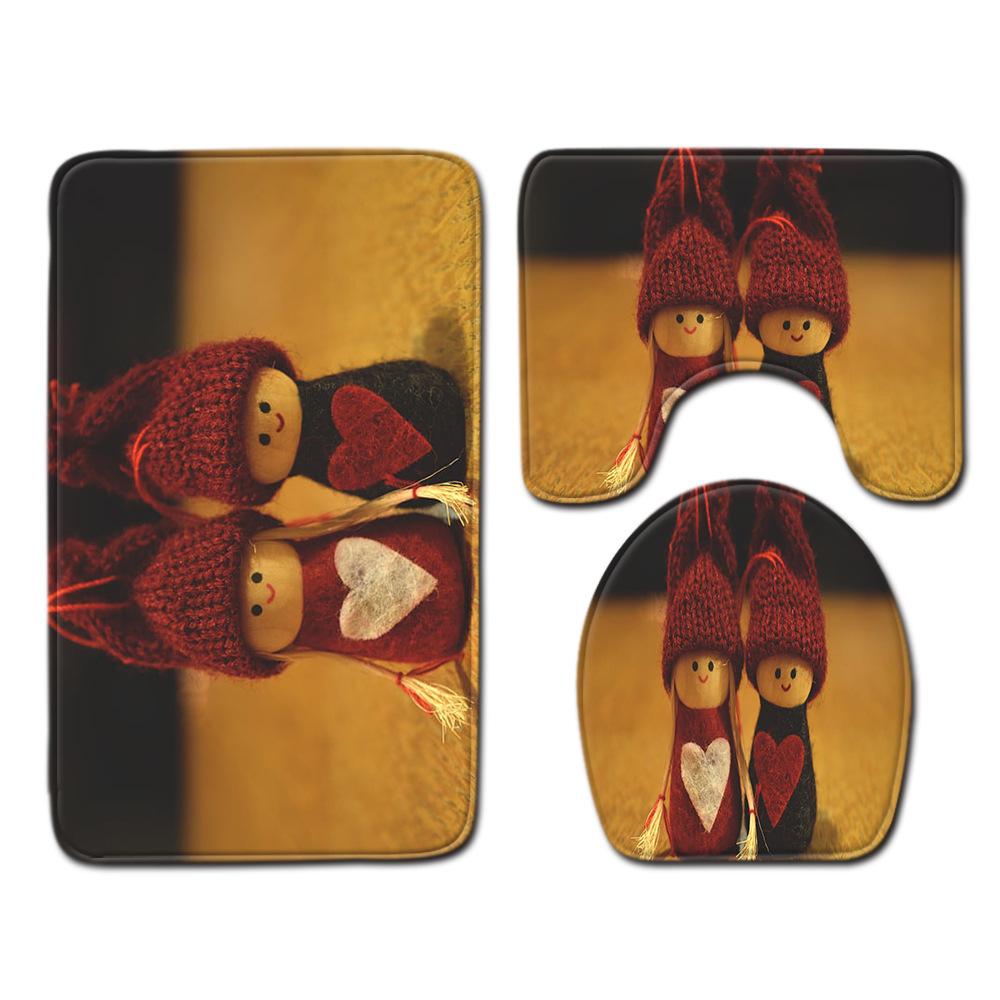 Weihnachts-Badezimmer-Bodenmatte Toilette Dreiteiliges Set