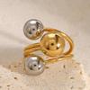 European and American stainless steel contrasting color exaggerated ring niche ring titanium steel jewelry ring