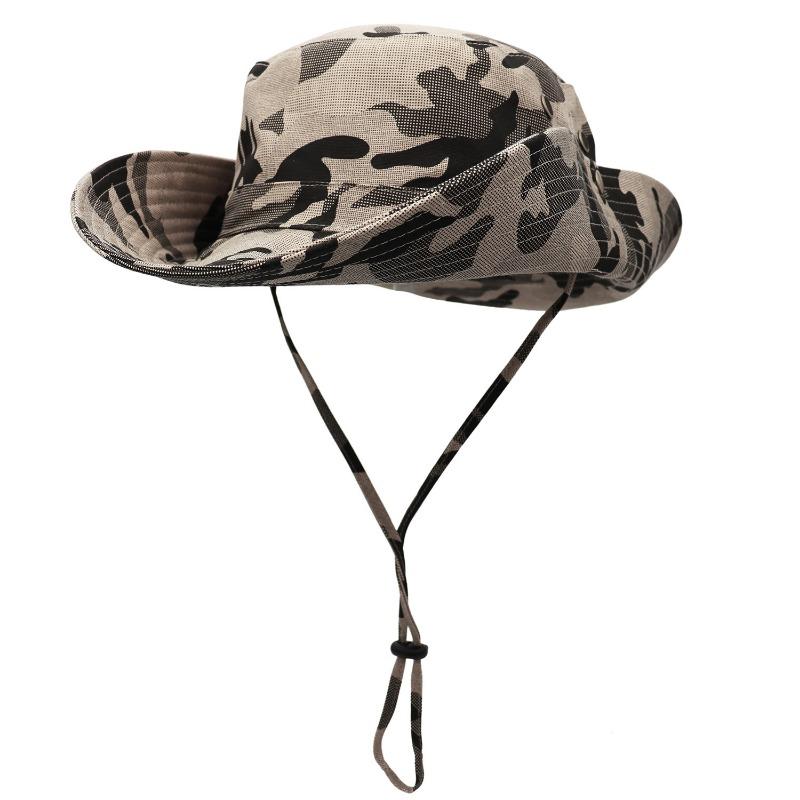 Shade Bucket Hat Men Outdoor Hiking Jungle Sports Camouflage Neck Cotton Fishing Hat