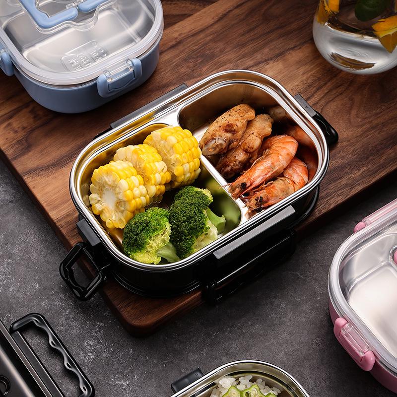 Stainless Steel Insulated Lunch Box Portable Divided Bento Box Student Handheld Lunch Box