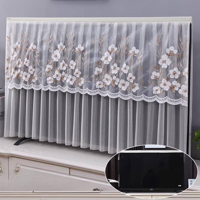 1pcs European Style Lace TV Cover Brand Universal Liquid Crystal TV Cover Cloth Anti Dust and Sun Protection Home Decoration Fabric Easy To Clean