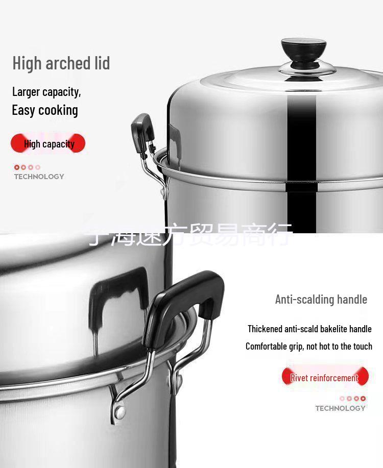 Large Dual-Layer Stainless Steel Steamer & Soup Pot for Induction and Gas Stoves