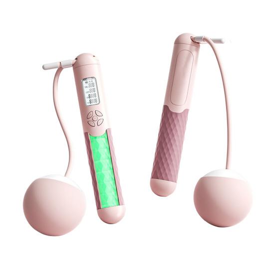 Skipping Rope with Counter Balls LED Display Non-slip Handle Tangle-Free Students Kids Men Women Workout Training Cordless Jump Rope