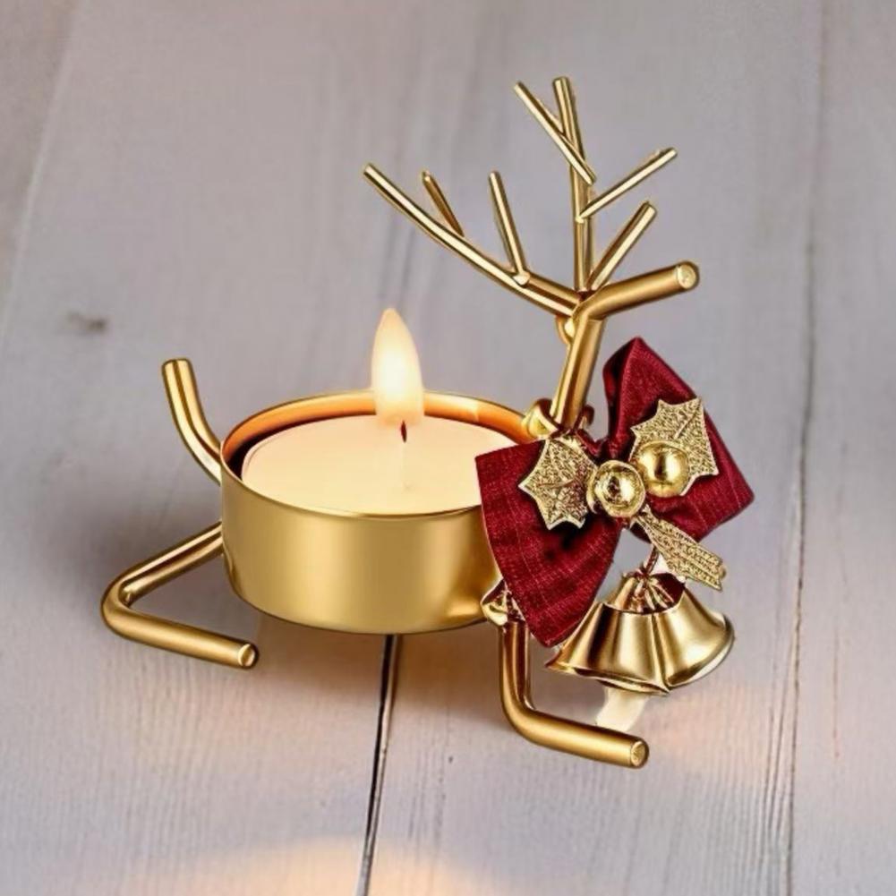 Christmas Reindeer Candle Holder Elegant Gold Christmas Reindeer Tealight Candle Holder for Table Window Decor Festive Holiday