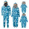Christmas Print Family Matching Hooded Long Sleeved Zippered Jumpsuit Set