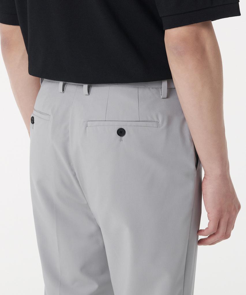 Musinsa Standard [Cooltandard] Relaxed Tapered Hidden Banding Crop Slacks [Light Gray]