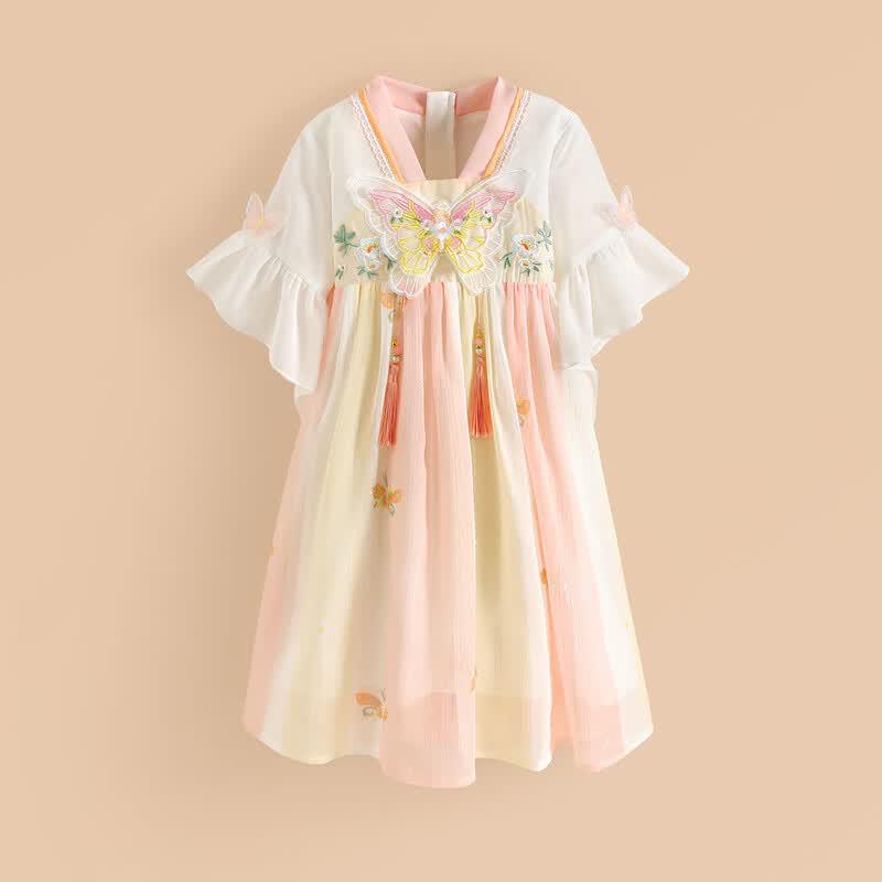 Patty Girls  Summer Hanfu Dress with Butterfly Embroidery 140