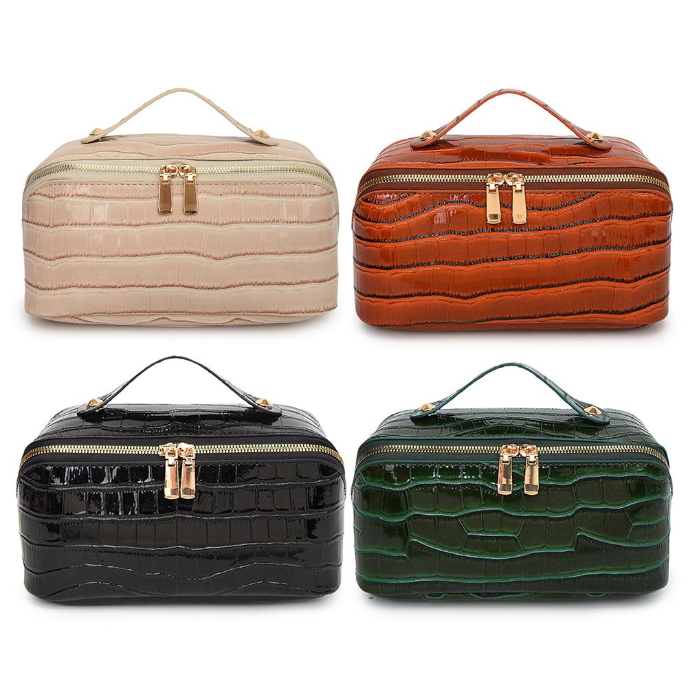 PU Leather Makeup Bag Simple Cosmetic Bag with Handle Makeup Organizer Bag Waterproof Skincare Holder Bag Makeup Storage Bag