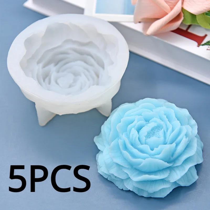 Peony Silicone Candle Mold Aroma Plaster Soap Resin Flower Mould Birthday Holiday Gift Wedding Souvenir Home Decoration
