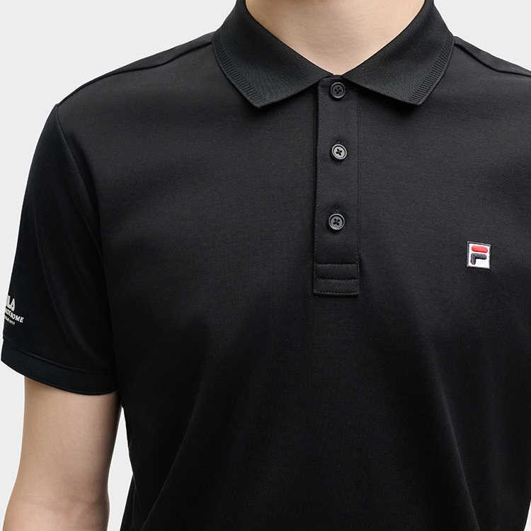 Fila Heritage Series Basic Knit Short Sleeve Polo Shirt And Straight Leg Pants Casual Sports Set Men Sets Black F11M528121F+F11M528607F