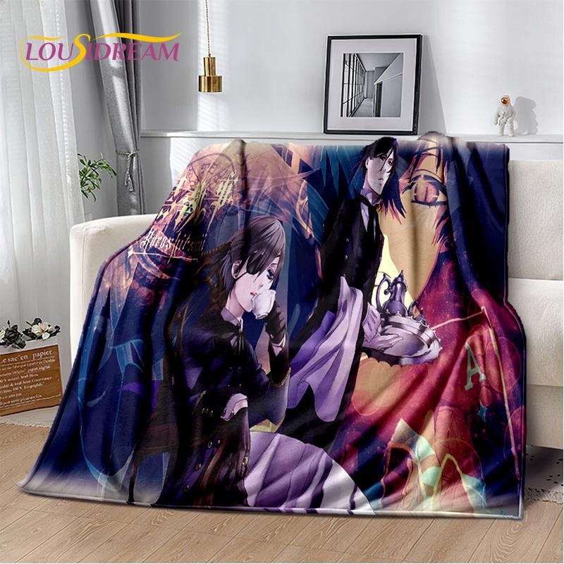 Cartoon Black Butler Anime 3D deka, měkká deka pro domácí ložnici pohovka pohovka piknik cestovní kancelářská přikrývka deka pro děti