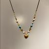 Maillard Love Pendant Necklace Women's Light Luxury Niche High-end Sense Beaded Collarbone Chain Autumn and Winter Neck Chain