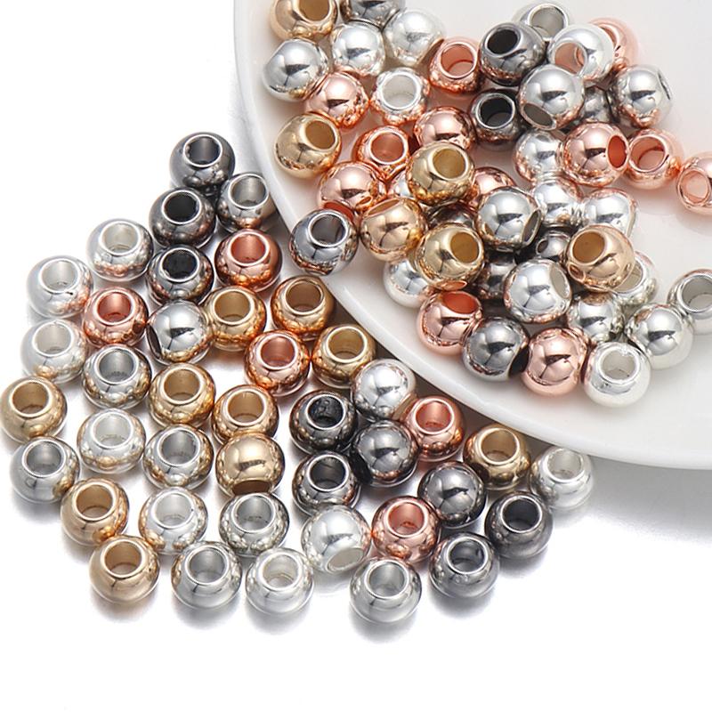 20-100pcs/Lot 6 8 10 12 14mm CCB Spacer Beads Round Loose Bead Big Large Hole Beads For Jewelry Making  DIY Bracelet Wholesale
