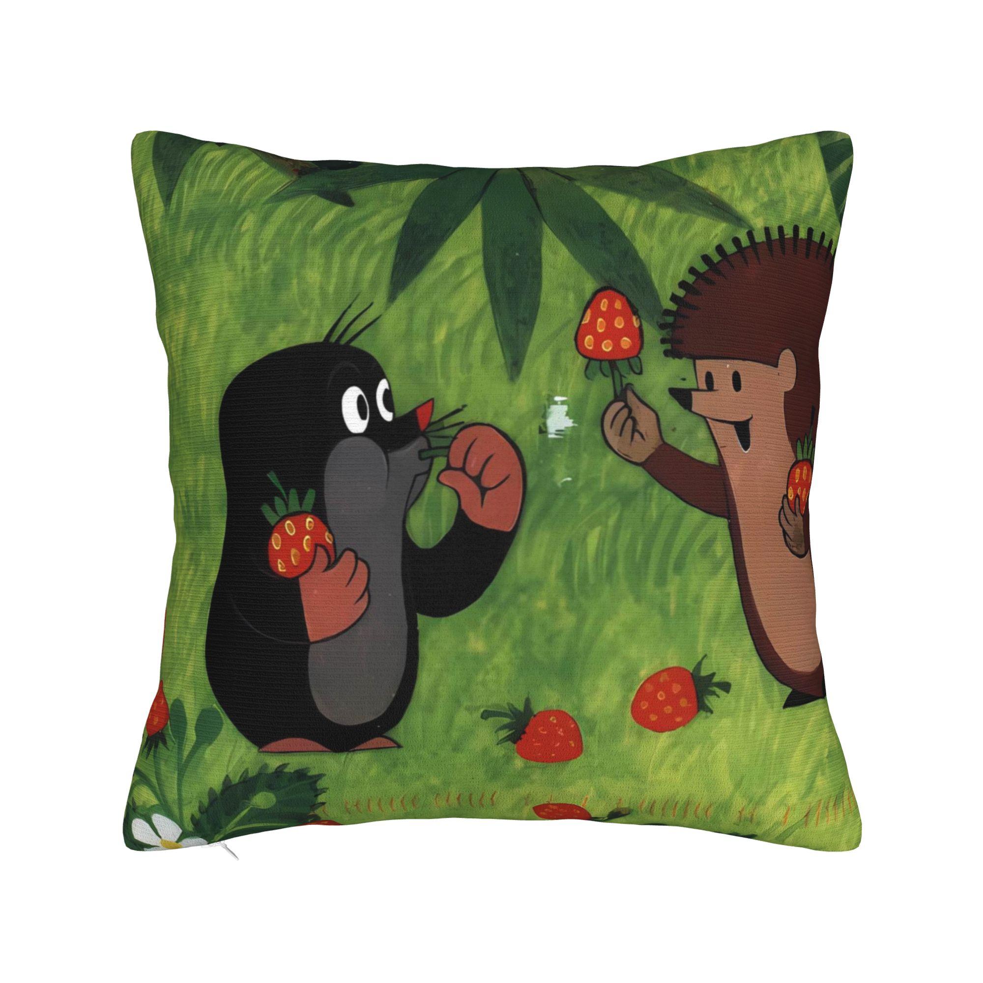 

The Little Mole and Friends Pillow Case Retro Trendy Pillow Cover Custom Pillowcases For Couch Sofa Bedroom 12x12Inch