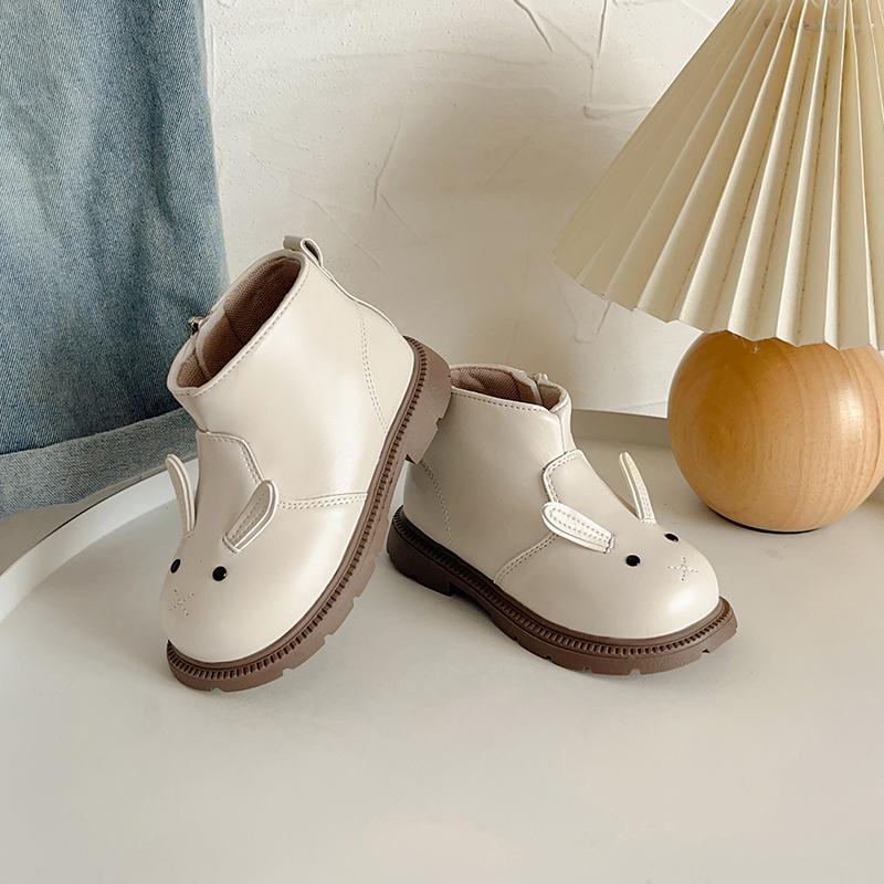 Cartoon Rabbit Baby Ankle Boots for Girls England Children Cute Bunny Winter Short Boots Low Heel Kids Girl Shoes G11073