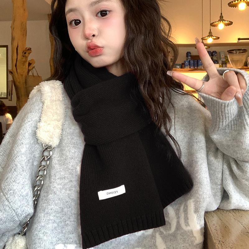 2025 Autumn And Winter  Korean Version Ing Style Solid Color Scarf Student Warm Knitted Versatile Couple Scarf
