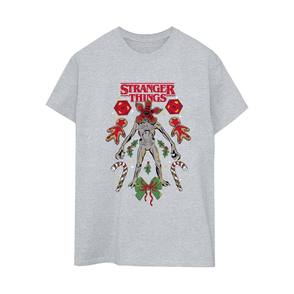 Netflix Womens/Ladies Stranger Things Christmas Demogorgon Cotton Boyfriend T-Shirt