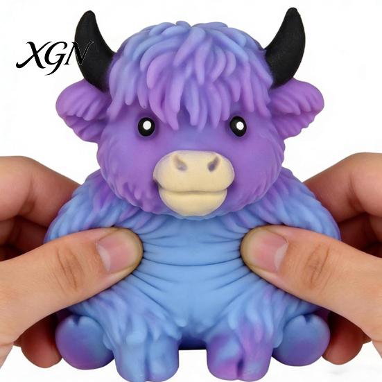 Kids Stress Reliever Highland Cow Relief Toy Slow Rising Cattle Squeeze Squeezable Animal Ball Lovers Gift Sensory
