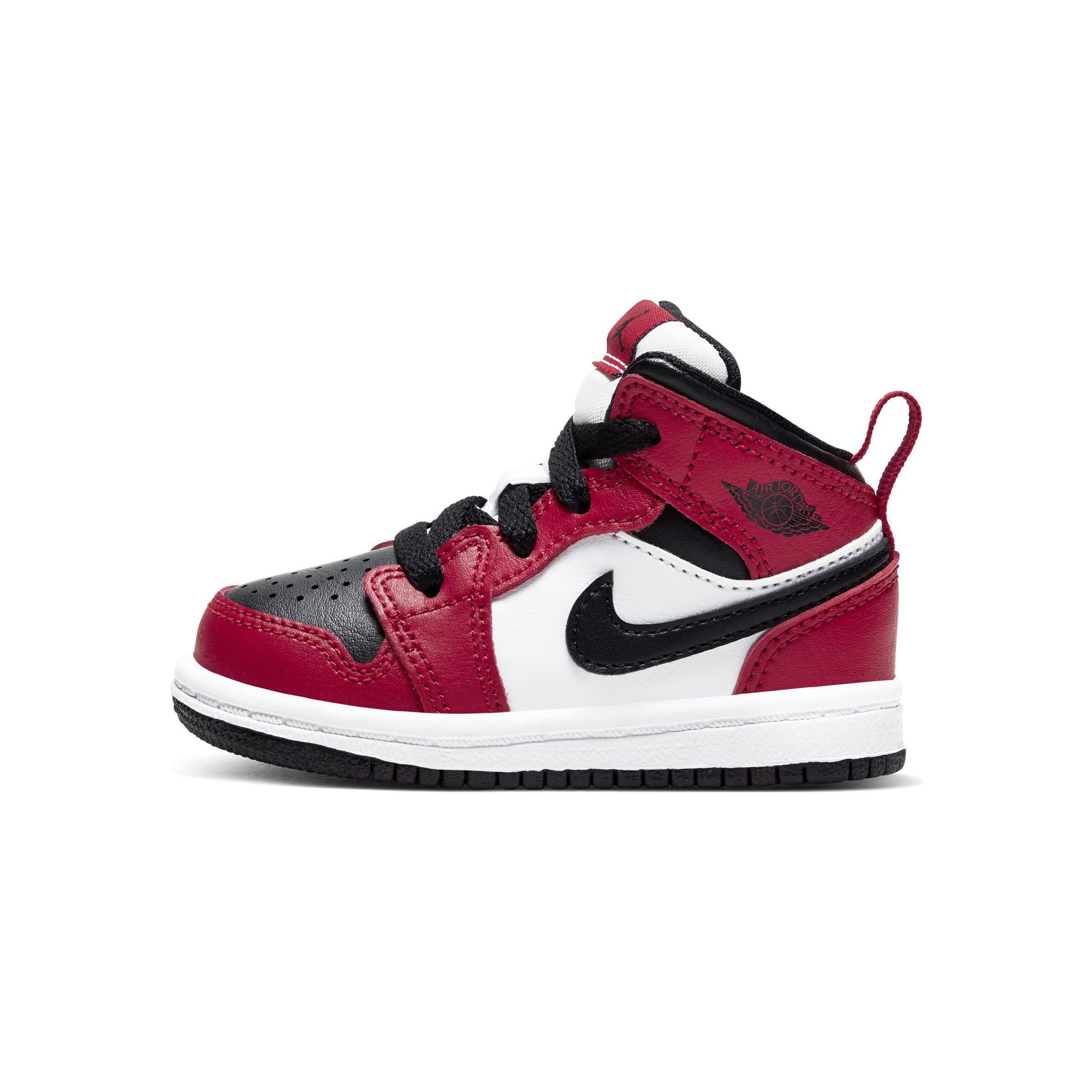 

Кроссовки Air Jordan Jordan 1 Mid TD Chicago Black Toe Baby красные Gym-Red 640735-069