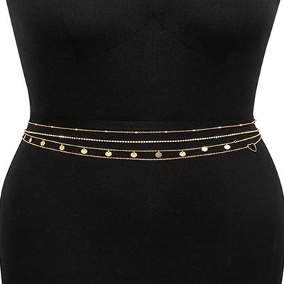 4 Stück Taillenketten Vier Lagen Runder Anhänger Schmuck Sexy Dünne Kette Bauchkette für