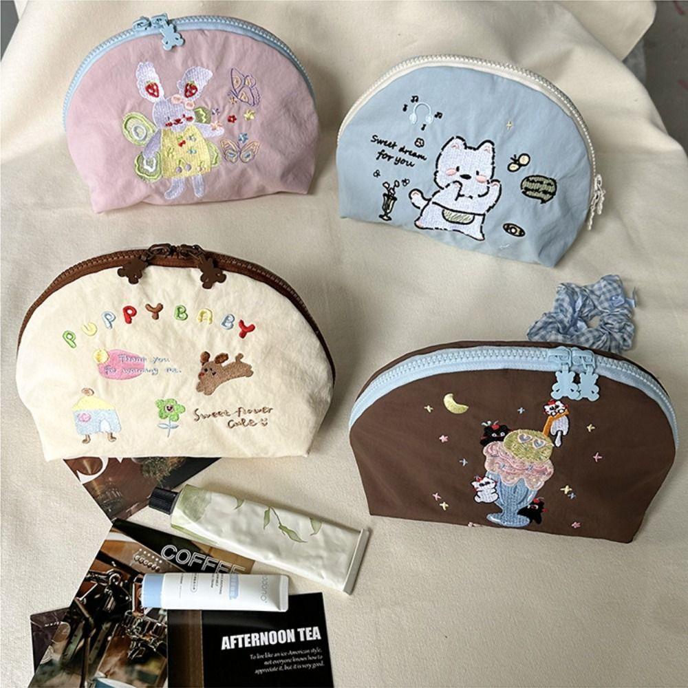 

Portable Embroidery Cosmetic Bag Cartoon Skincare Storage Bag Nylon Makeup Bag Lipstick Storage Style 2