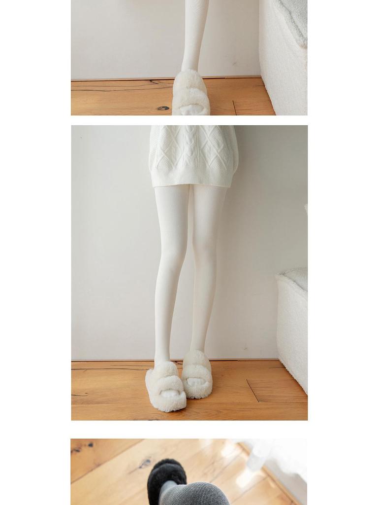 Extra Long Smoke Grey Fleece-Lined Micro Compression Vertical Stripe Women's Pantyhose Socks