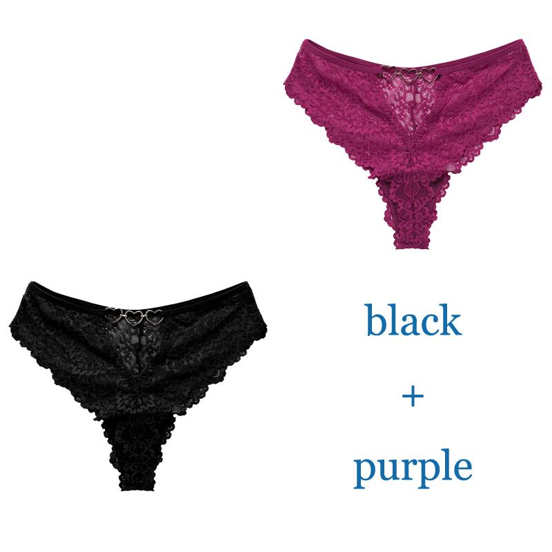 TERMEZY 2 stk/lott Dame Sexy Blonderundertøy Fristelse Truser med lav midje Broderi String Gjennomsiktig Uthult Undertøy G String for kvinner