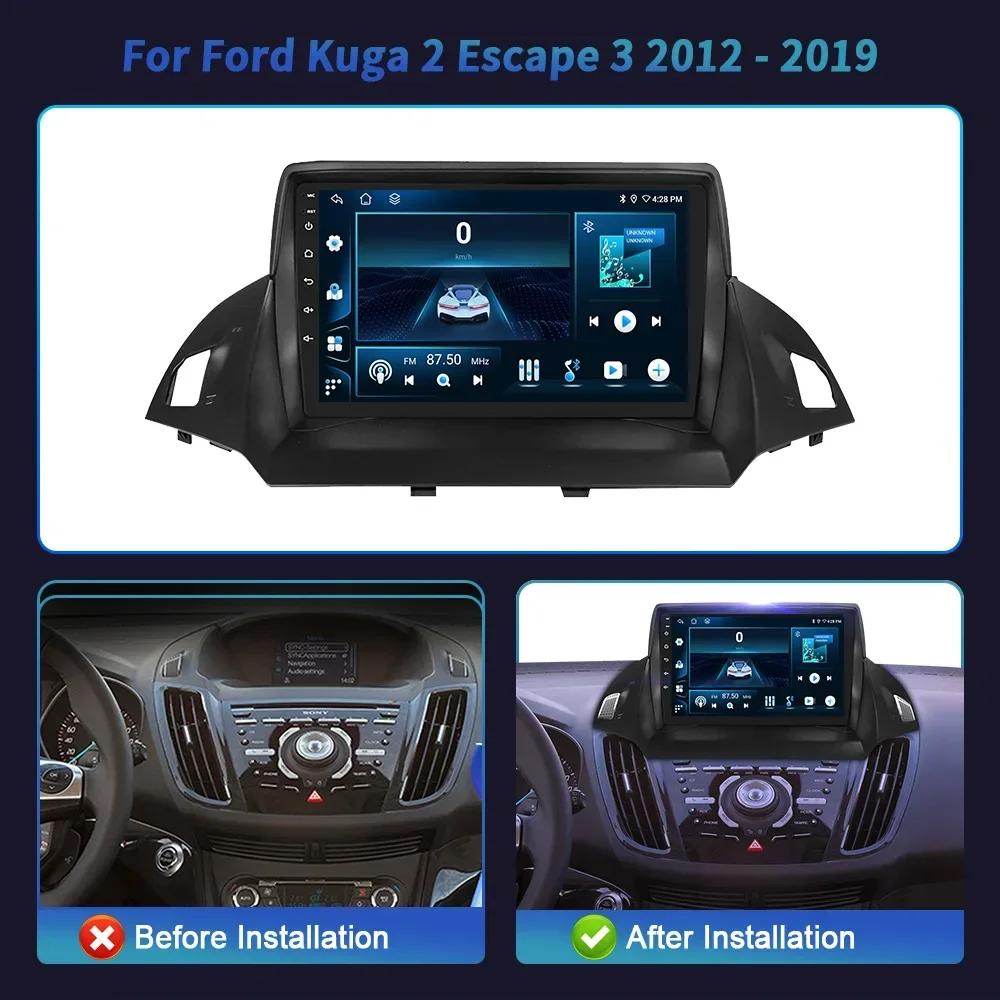 For Ford Kuga 2 Escape 3 2012-2019 Car Radio Wireless Bluetooth Carplay Android 14 Multimedia GPS Navigation Touch Screen Stereo