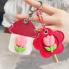 2PCS/Set Keyrings Convenient 3D Tulip Design Accessories Keychain Cute Access Card Holder Multi-Functional Multicolor
